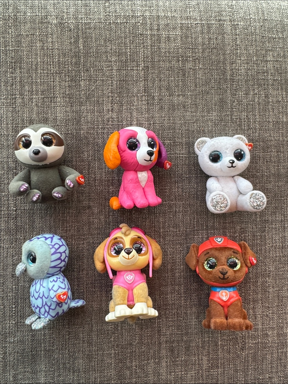 Ty Mini Beanie Boos Lot of 6 sloth white bear flocked